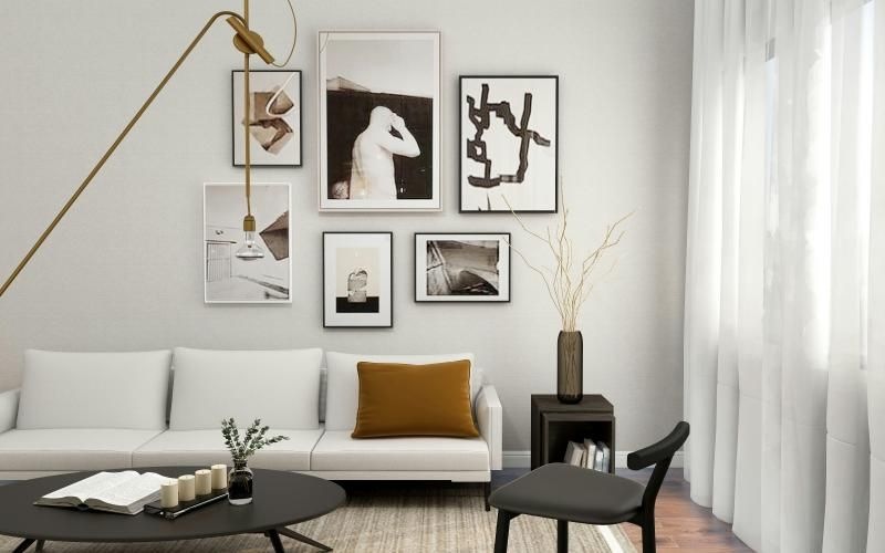 a living room with a couch and a coffee table
