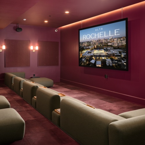 On-site cinema with comfortable seating and large screen