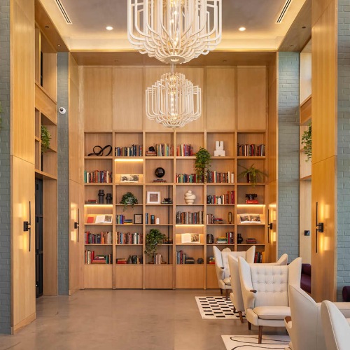 high ceilings in lobby with chandeliers