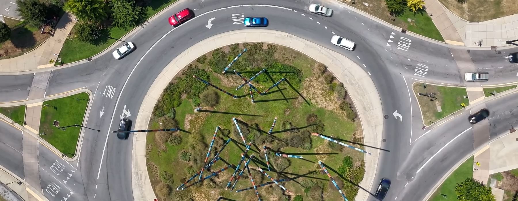 Aerial view of a roundabout